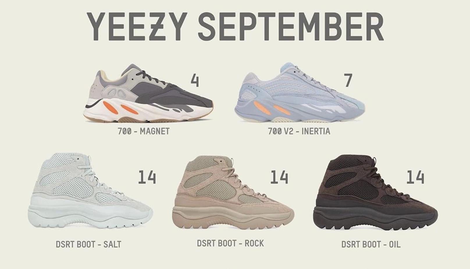Alle YEEZY-sneaker september-releases