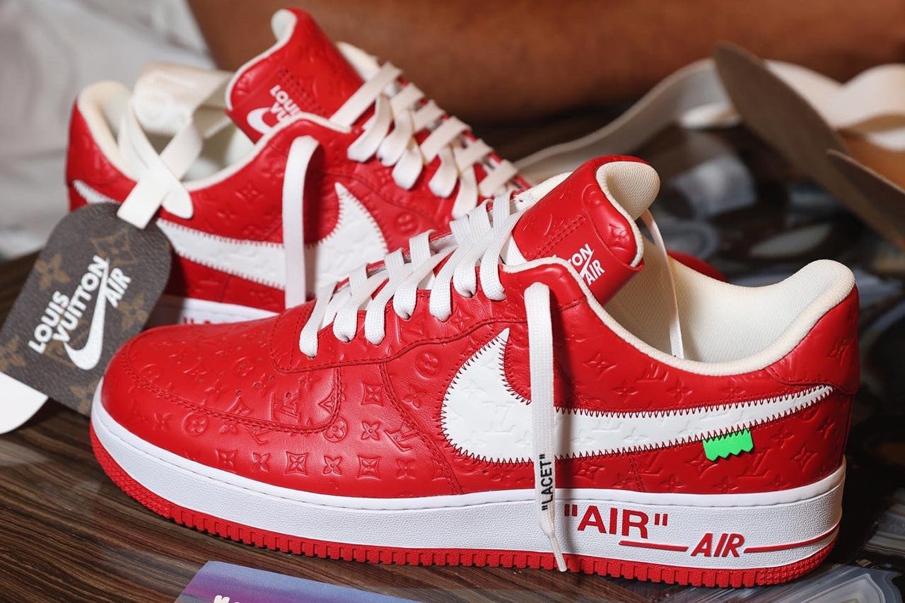 DJ Khaled showt Virgil Abloh's Louis Vuitton x Nike Air Force 1' Red' sneakers