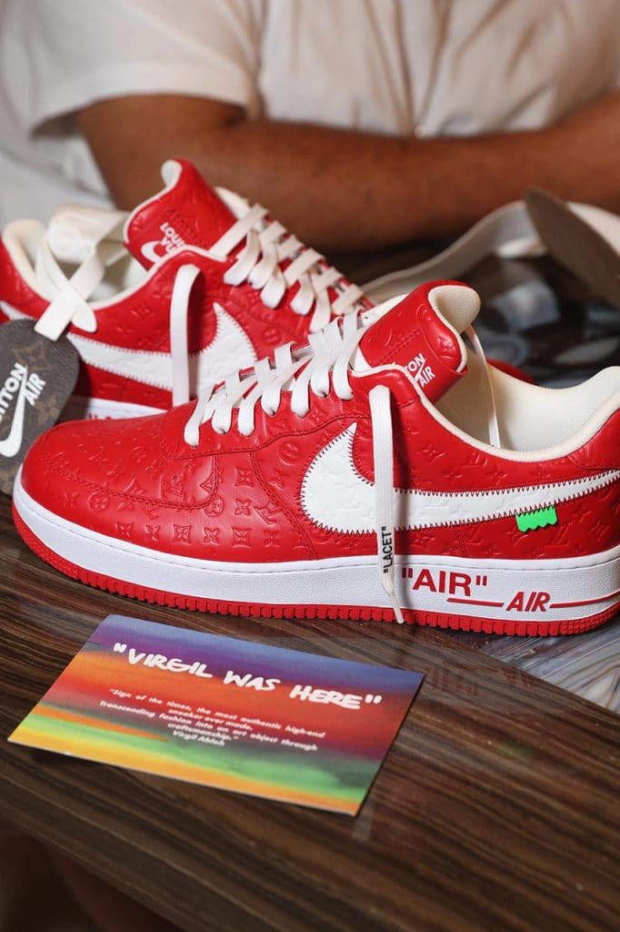 DJ Khaled Louis Vuitton x Nike Air Force 1 Red sneakers