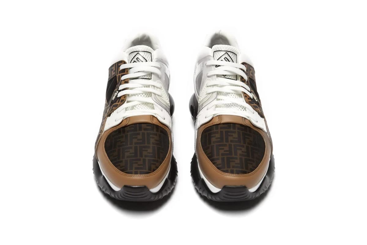 Fendi FF Low-Top Leather & Mesh Trainers