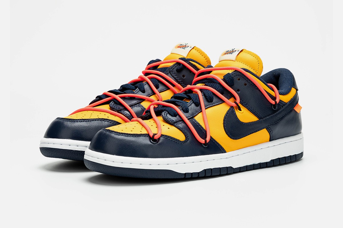 Off-White x Nike Dunk Low "Gold/Navy"