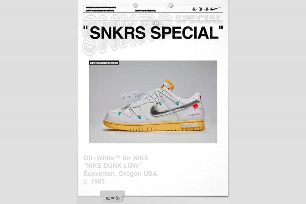 Off-White x Nike Dunk Low "The 50" release datum info