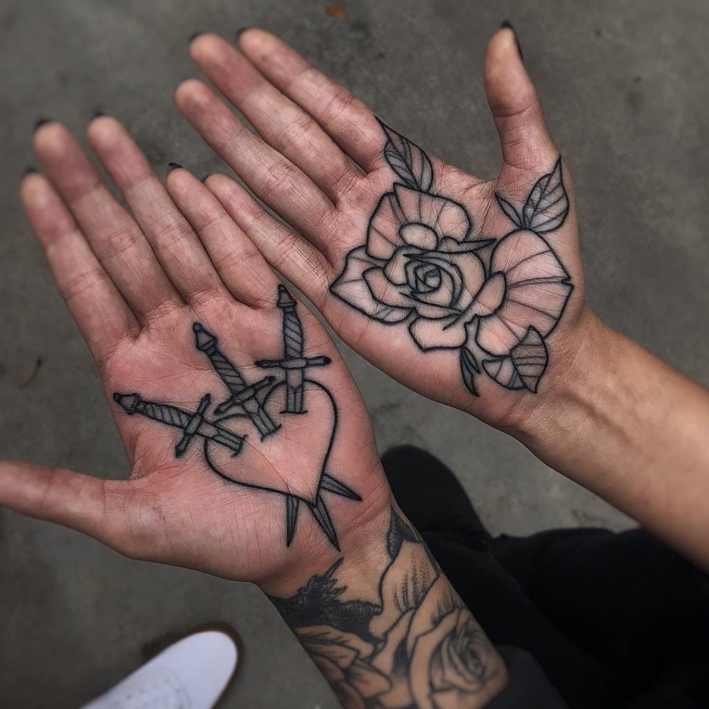 Palmtattoos tattoos binnenkant hand