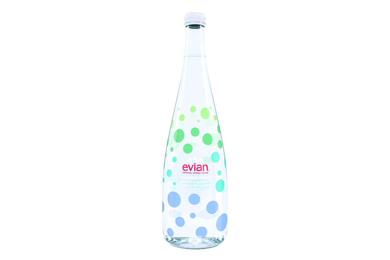 Virgil Abloh x Evian Limited Edition One Drop can make a Rainbow bijenkorf