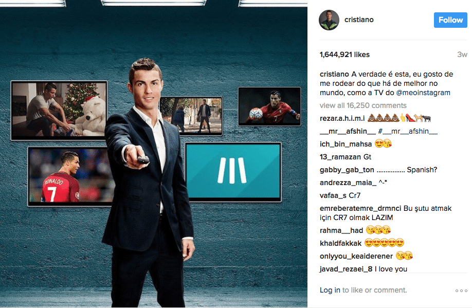 wat verdienen de grootste influencers via Instagram - Ronaldo
